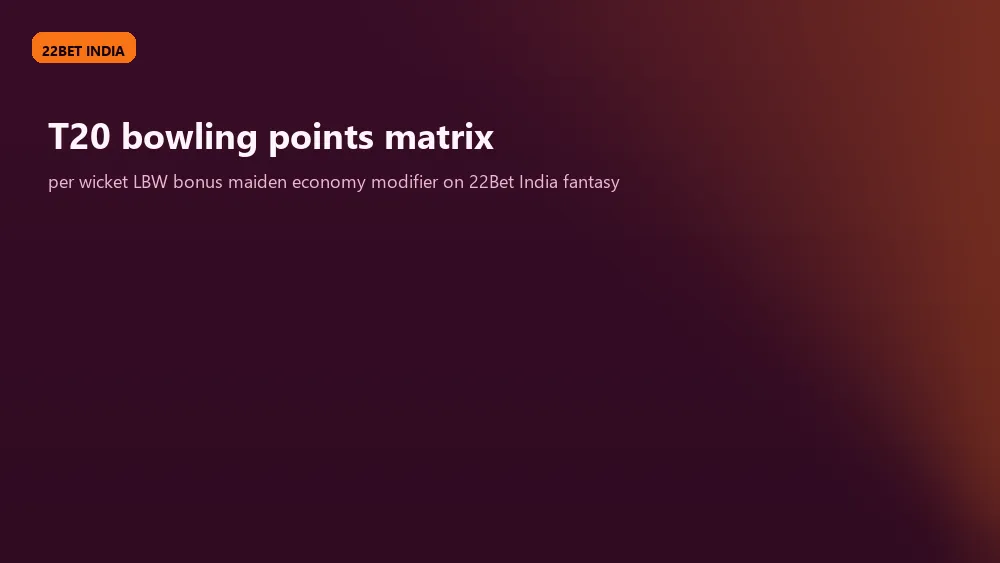 T20 bowling points matrix per wicket LBW bowled maiden economy bonus 22Bet India
