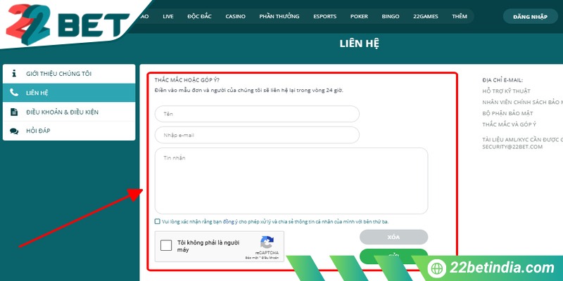 Phương thức hỗ trợ qua biểu mẫu trực tuyến